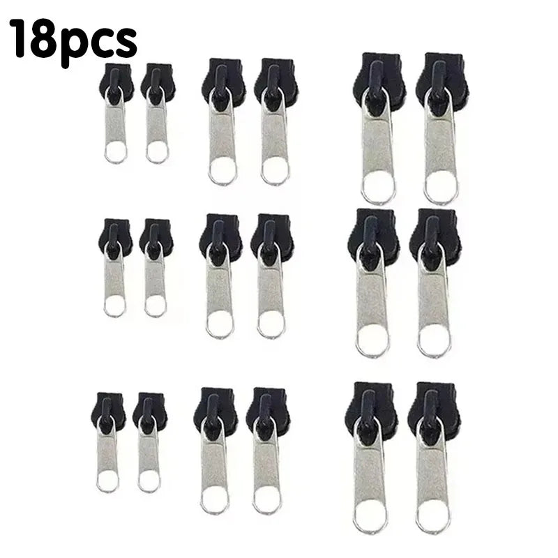 6-30Pcs New Instant Zipper Universal Instant Fix Zipper Repair Kit Replacement Zip Slider Teeth Rescue New Design for DIY Sew Oasis Select 18pcs Semi black