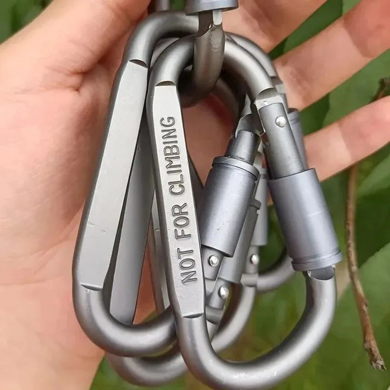 Tactical Steel D Keychain Shape Hook Buckle Clip Climbing Army Carabiner Hanging Fit Outdoor Camping Survival Edc Caribiner Oasis Select