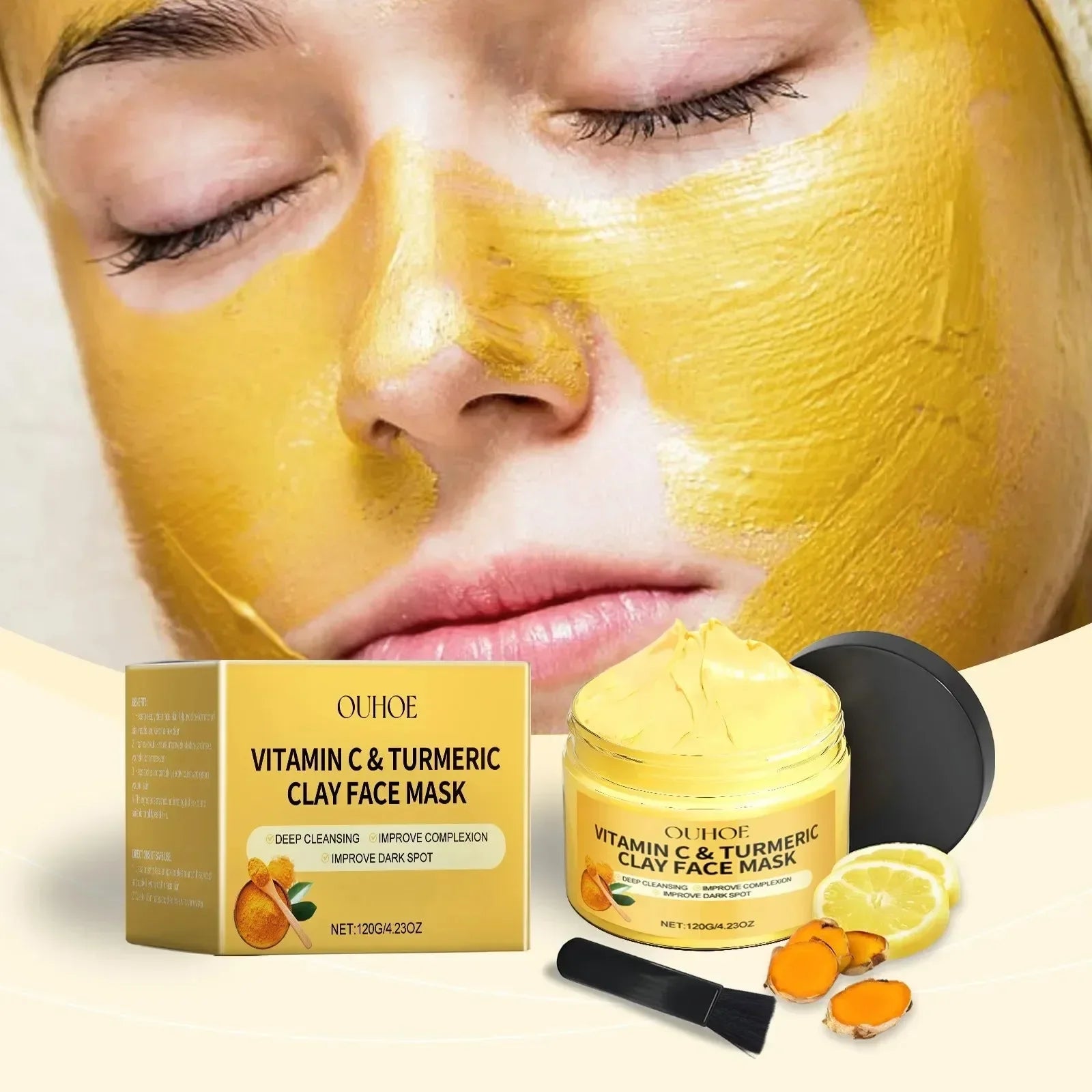 Vitamin C Turmeric Clay Mask – Brighten, Hydrate & Refine Pores