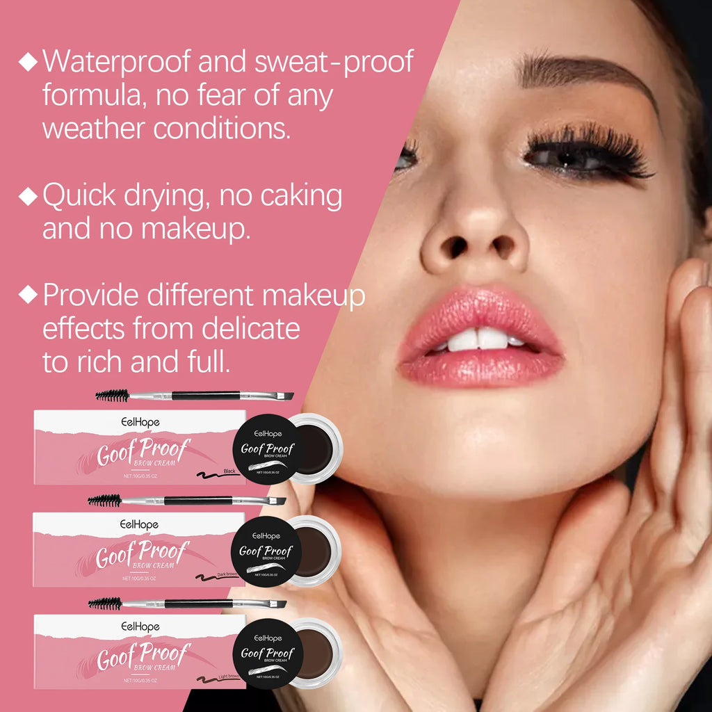 Eelhope Waterproof Eyebrow Tint Cream | Double-Ended Brush Eyebrow Tint Cream Oasis Select
