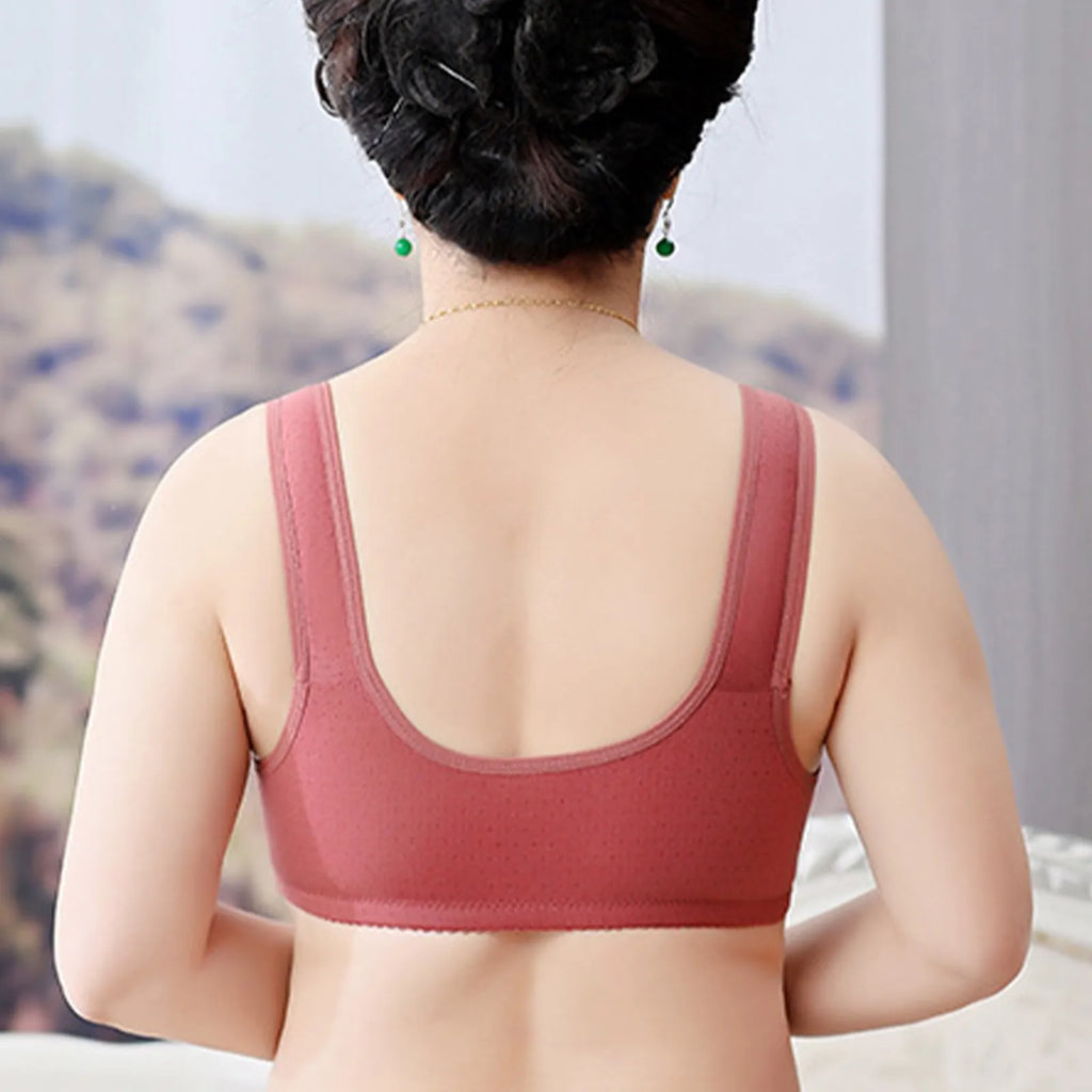 Plus Size Flower Print Wire Free No Pads Nursing Bra Mid-aged Mom Open Front Vest Brassiere Lingerie Cotton Bralette Underwear Oasis Select