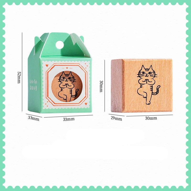 Wooden Rubber Stamps Animals Cat Patterns Stamps Set For DIY Craft Card Scrapbooking Supplies Photo Album Diary Decor Oasis Select Style D