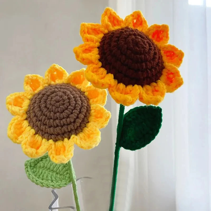 3Pcs Sunflower Hand Woven Bouquet Creative Wool Knitting Flower Sunflower Decorations Teachers Day Mother S Day Birthday Gift Oasis Select
