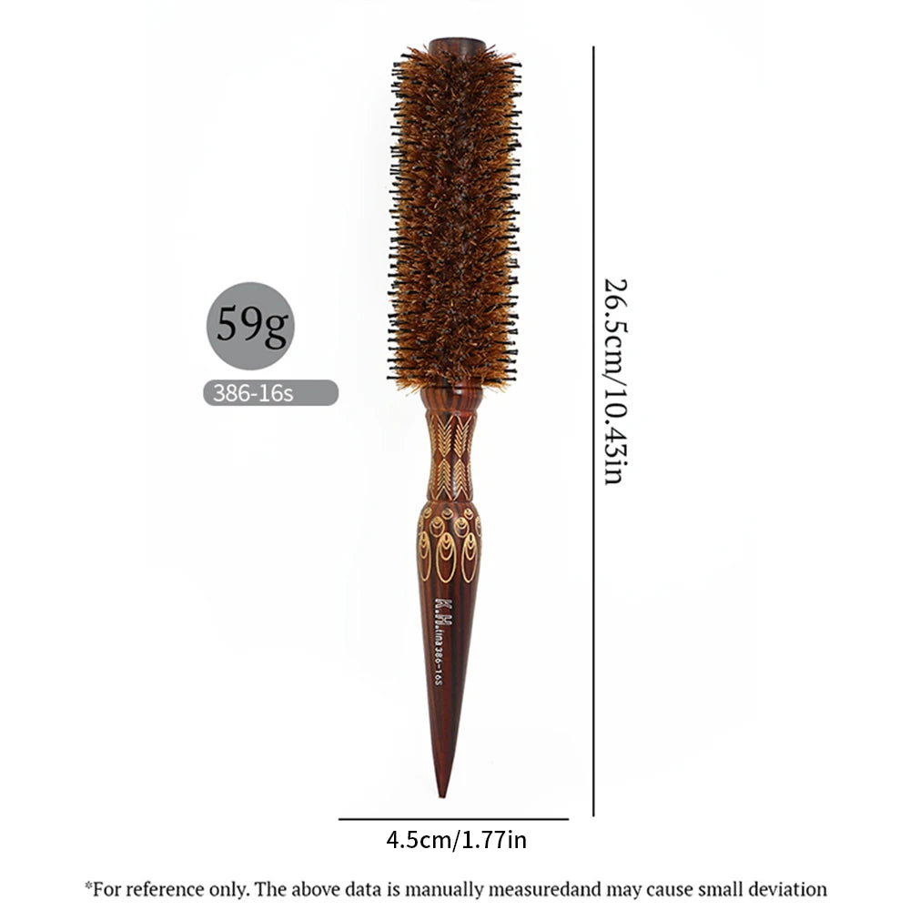 Wooden Round Hair Brush – Anti-Static Boar Bristle Styling Tool Round Hair Brush Oasis Select 386-16S