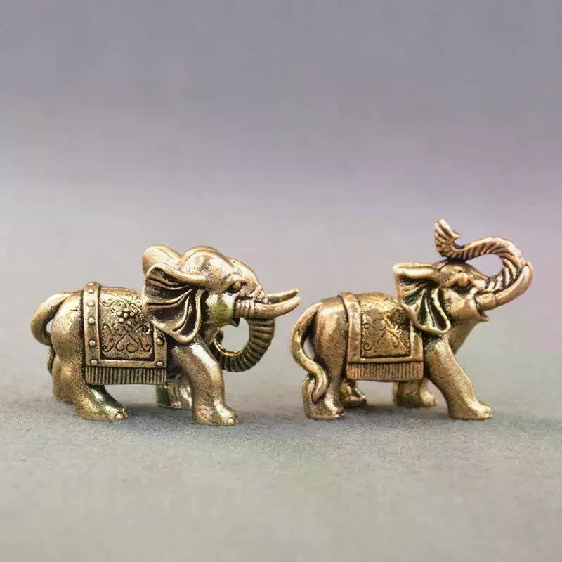 Copper Lucky Elephant Small Ornaments, Brass Blessing, Miniature Figurine, Antique Bronze Animal Statue Oasis Select