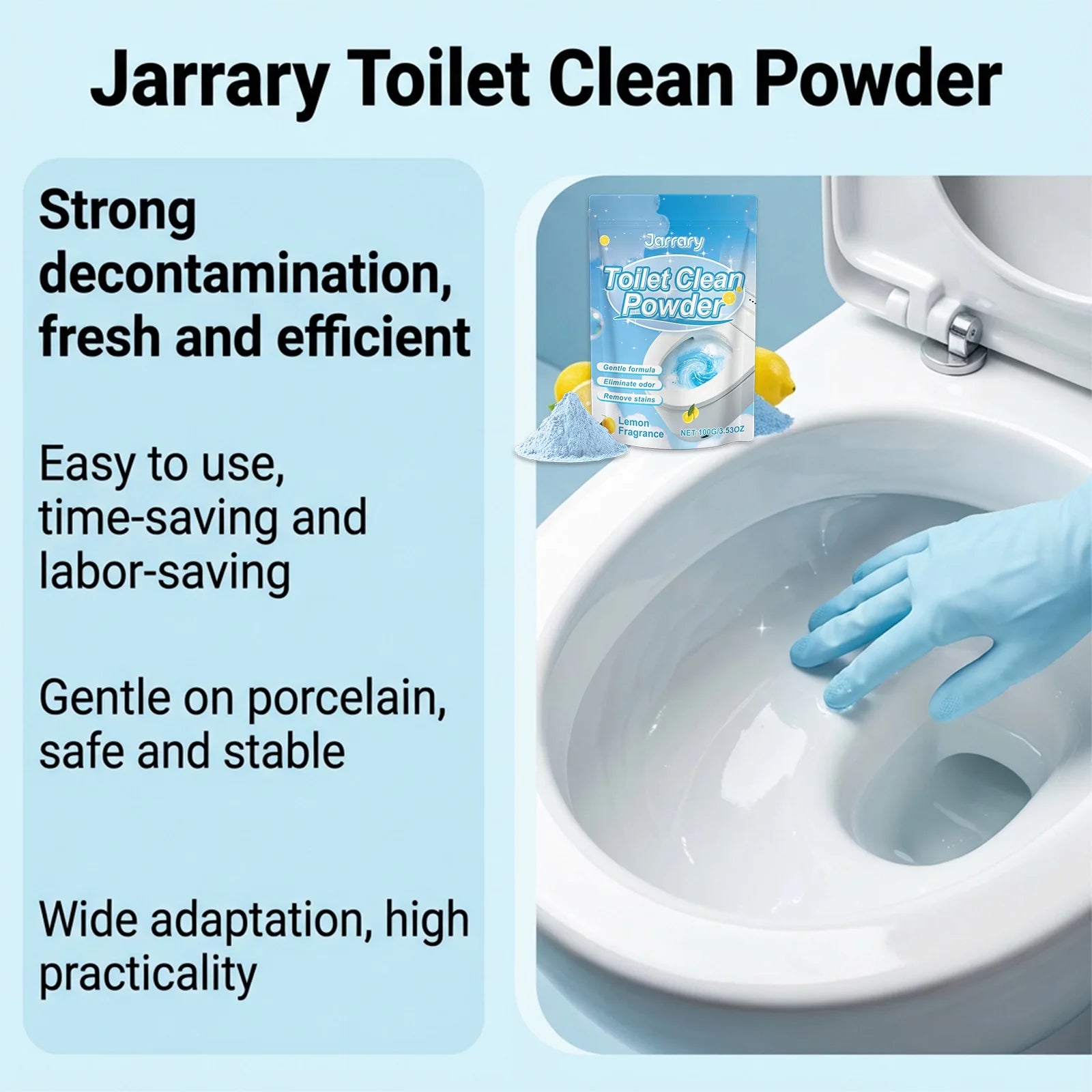 Toilet Clean Powder 100g Lemon Fragrance Stain Removal Odor Eliminator Deep Cleaning Yellowed Toilets Bad Odors Toilet Cleaner Oasis Select