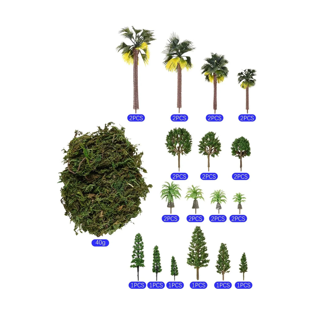 28Pcs Miniature Craft Trees Different Sizes and Styles for DIY Micro-landscape Decoration,realistic Architectural Models Durable Oasis Select