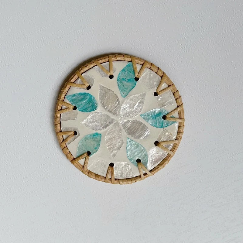 Handmade Seashell Art Coaster Seashell Coaster Handcrafted Seashell Flower Pattern Table Coasters Artistic for Home for Tables Oasis Select Style 9