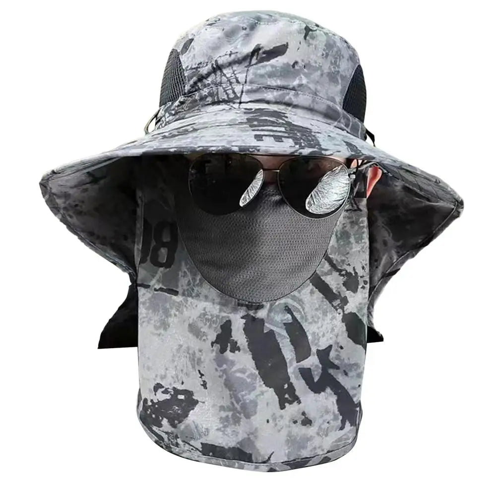 UV Protection Hat Hiking Hat with Face Cover and Neck Flap Detachable UPF50 Cap Breathable Bucket Cap For Fishing Backpacking Oasis Select Gray