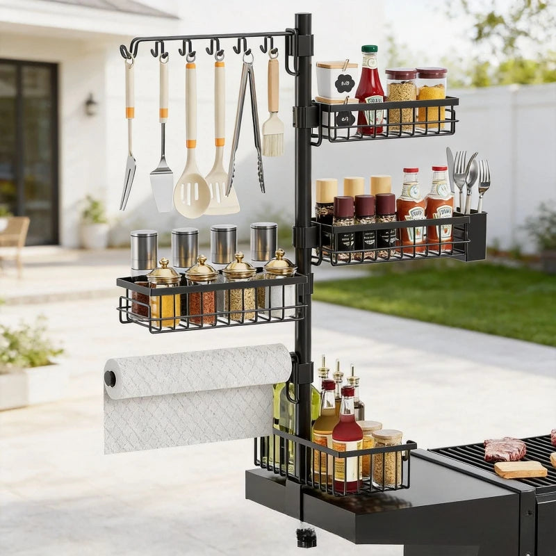 Outdoor BBQ Side Hanger Kitchen Supplies Tissue Tools Storage Basket Camping Oven Seasoning Shelf Oasis Select