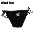 1-6PCS Sexy Bandage Lolita Panties Low Waist Lingerie Cute Claw Women's Briefs Low Waist Animation Underwear Oasis Select black 1pcs One Size As shown