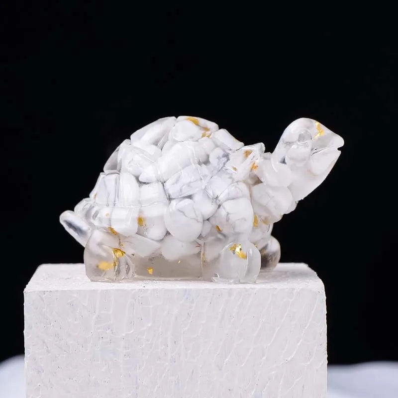 Turtle Natural Crushed Stone Decorative Ornament Crystal Raw Stone Animal Resin Drip Glue Craft Creative Jewelry Accessories Oasis Select 9