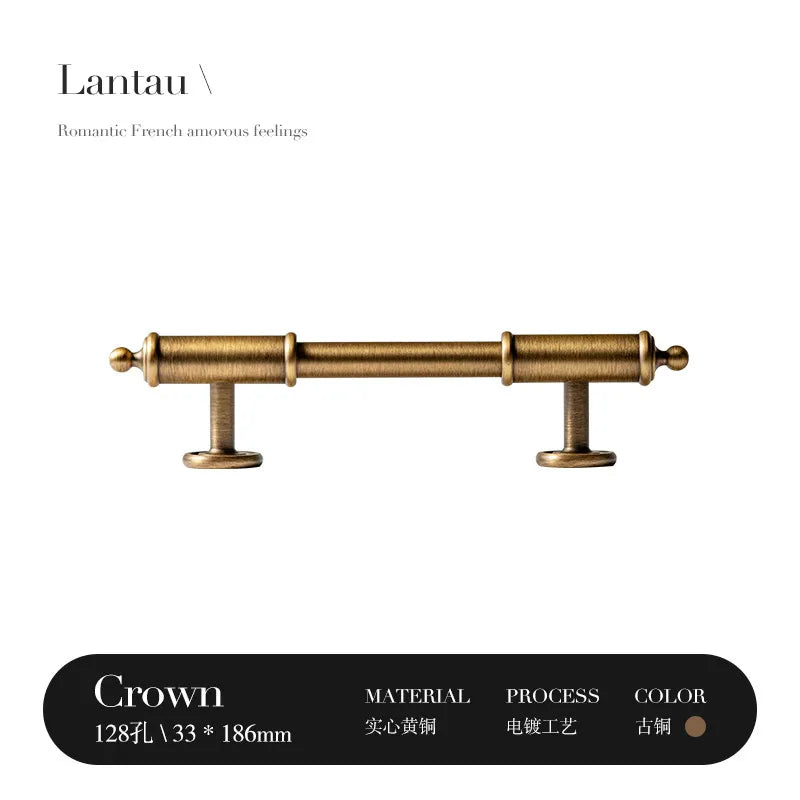 French Antique Bronze Brass Cabinet Wardrobe Door Cabinet Drawer Cabinet Furniture Retro Door Handle Household Handle Oasis Select 2pcs Bronze 128mm