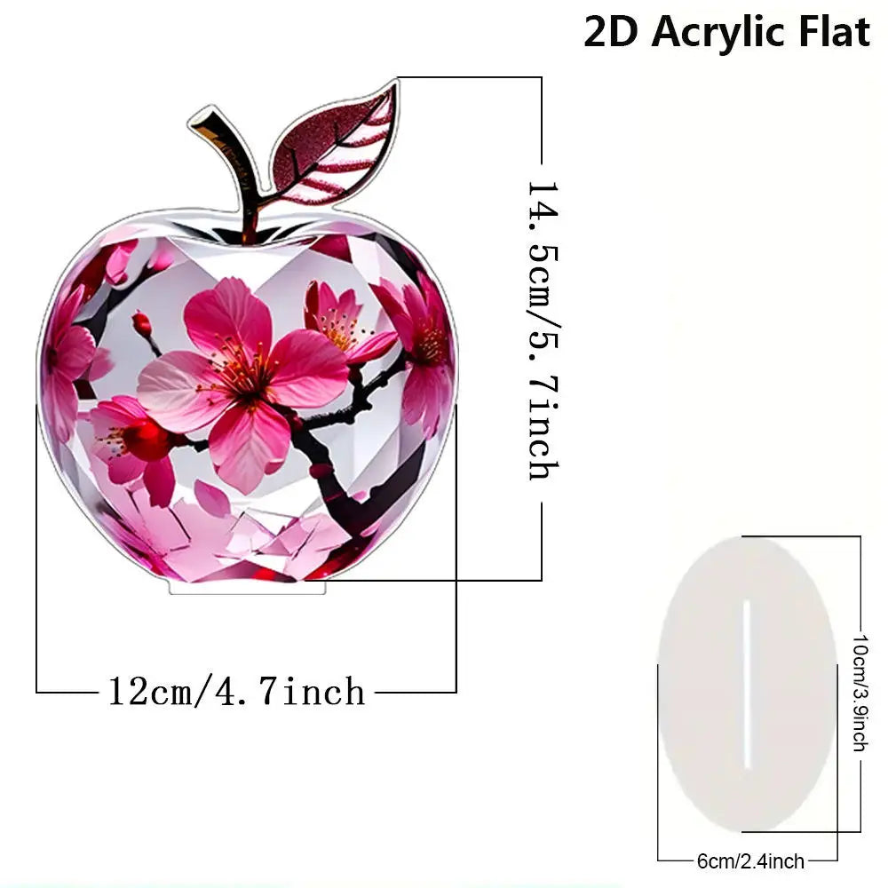 2D Acrylic for Apple Landscape Pattern Decorative Ornament for Home Living Room Entrance Tabletop Decoration Oasis Select 06
