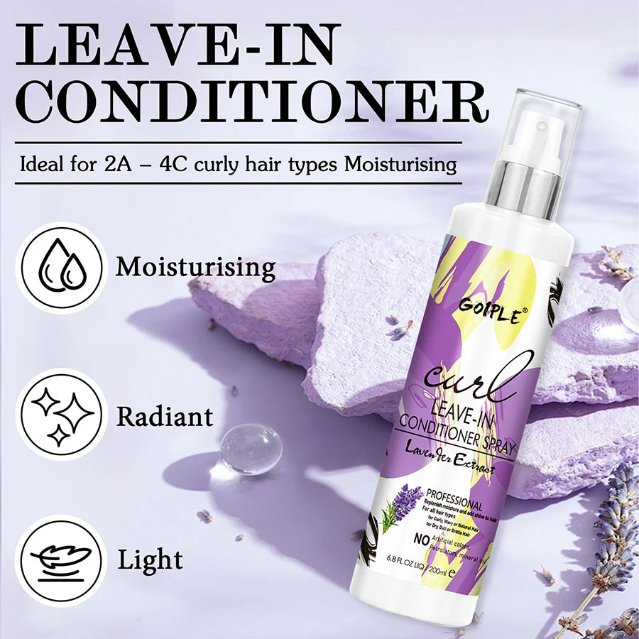 200ml Curl Leave-In Conditioner for 2A-4C Hair Shiny and Moisturizing Spray Wave Curly Anti-Frizz Hair Care Products for Women Oasis Select