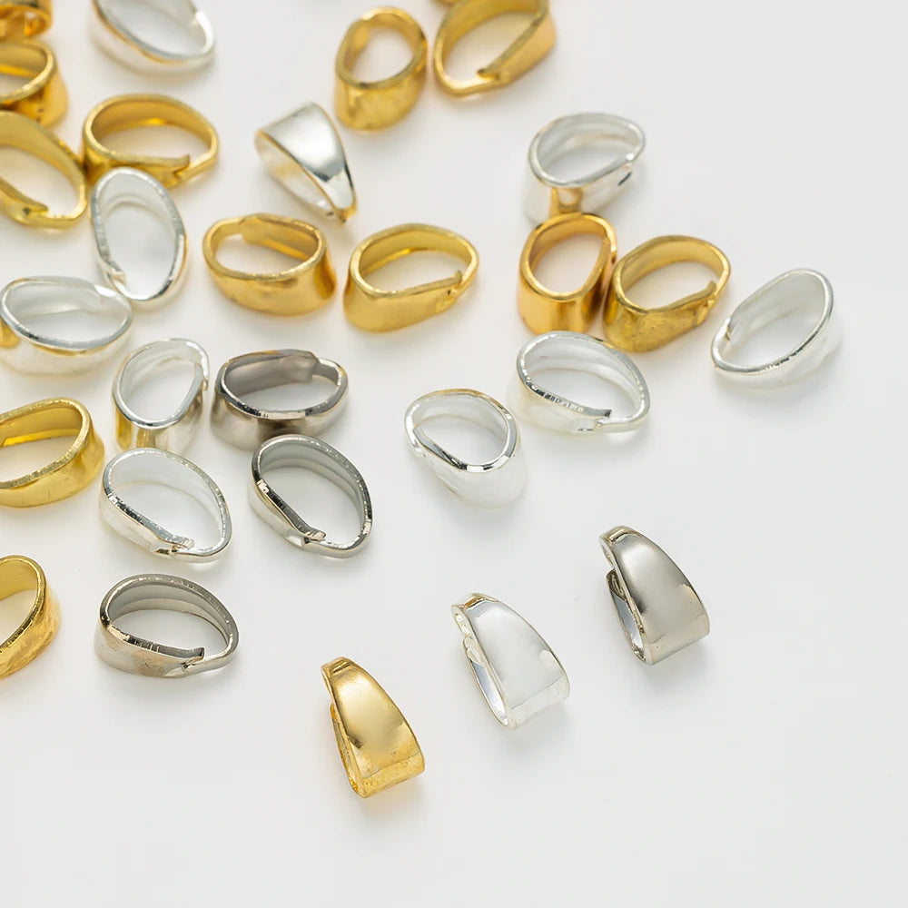 50pcs 18K Gold Plated Pendant Clips Pinch Bail Clasp Hook Connector for Necklaces Bracelets Jewelry Making Supplies Accessories Oasis Select