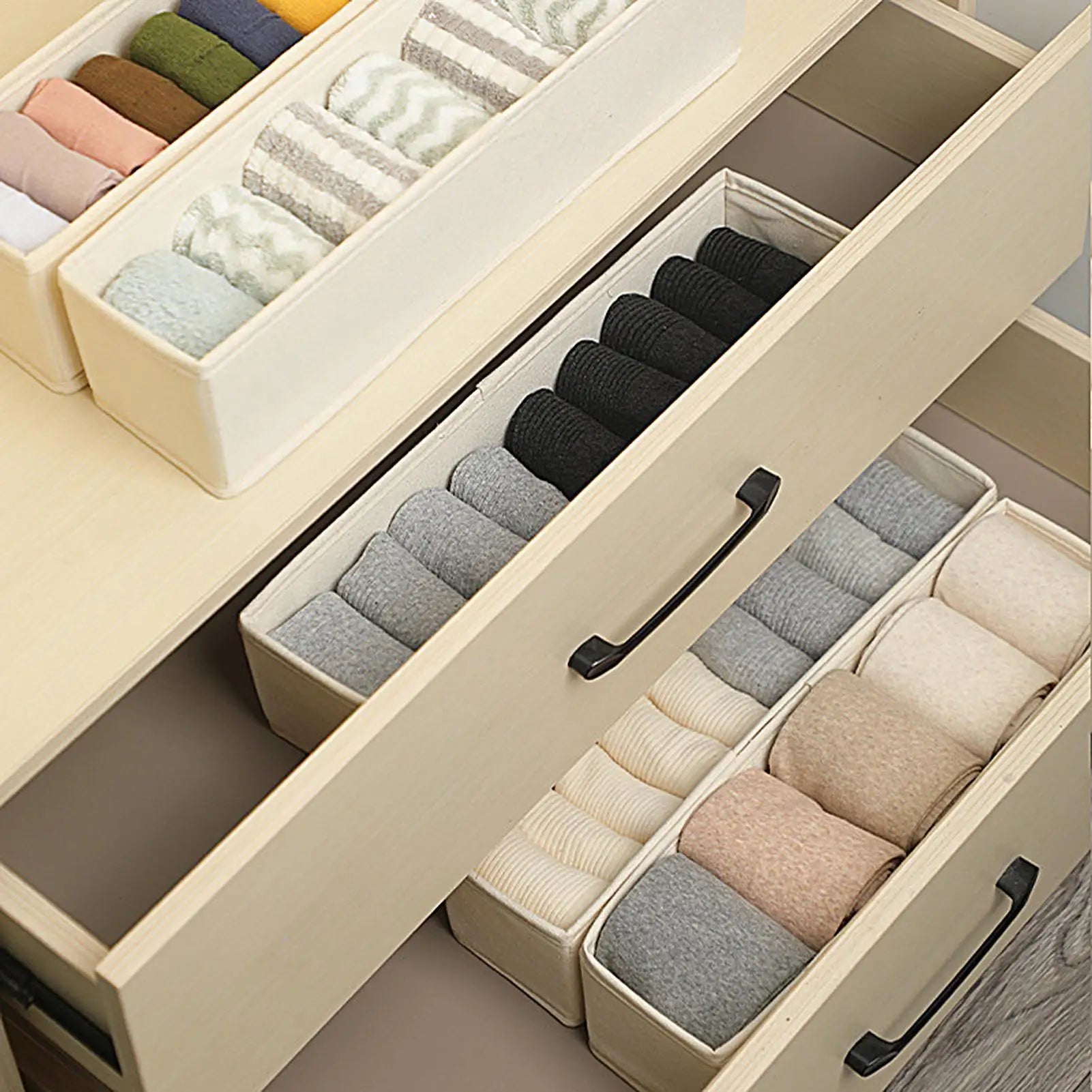 Long Storage Container Bin Space-Saving Foldable Fabric Storage Bins Durable and Stable Sock Underwear Organizer for Drawer Oasis Select