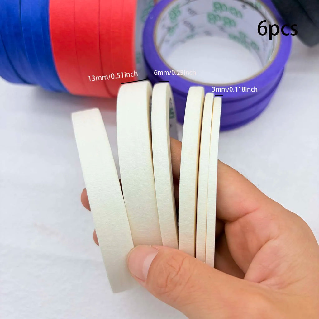 3/6 Rolls 3size Colorful Paper Masking Painters Tapes Painting Labeling Arts Crafts,Removal for Crafts, Labeling,DIY Decorative Oasis Select 6pcs white