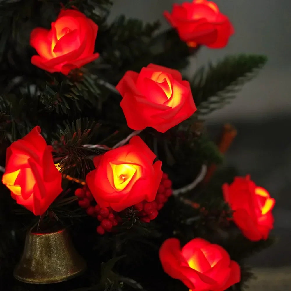 LED Pink Rose Flower String Lights USB powered for Wedding Home Party Birthday Festival Indoor Outdoor Decorations 1.5M/3M Oasis Select