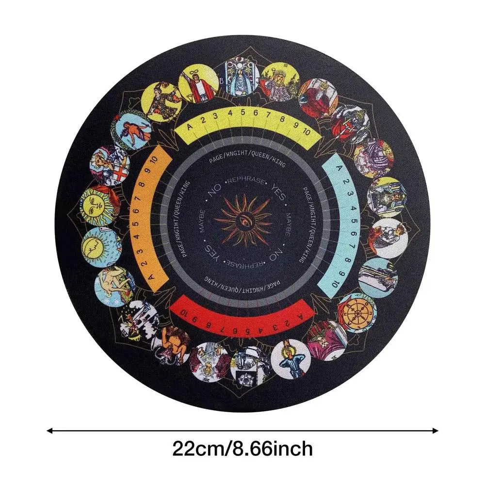 8.7in Divination Board Round Pendulum Mat Rubber Pendulum Divining Mat Altar Tarot Table Cloth For Spiritual Healing Balance Oasis Select black