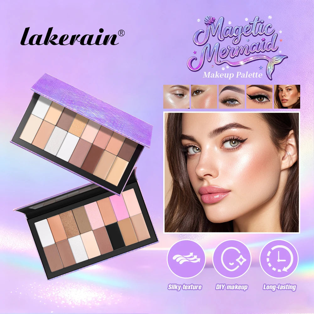 Lakerain Magnetic Mermaid Makeup Palette Long Lasting Waterproof Eyeshadow Palette Refills Multi-purpose DIY Beauty Makeup Gifts Oasis Select