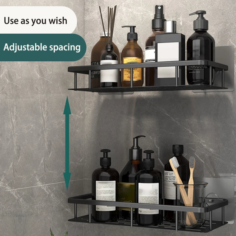 1-3 Piece Bathroom Shelves Drill-Free Shower Organizer Shelf Bathroom Toilet Space Aluminum Corner Shelf Bathroom Accessories Oasis Select