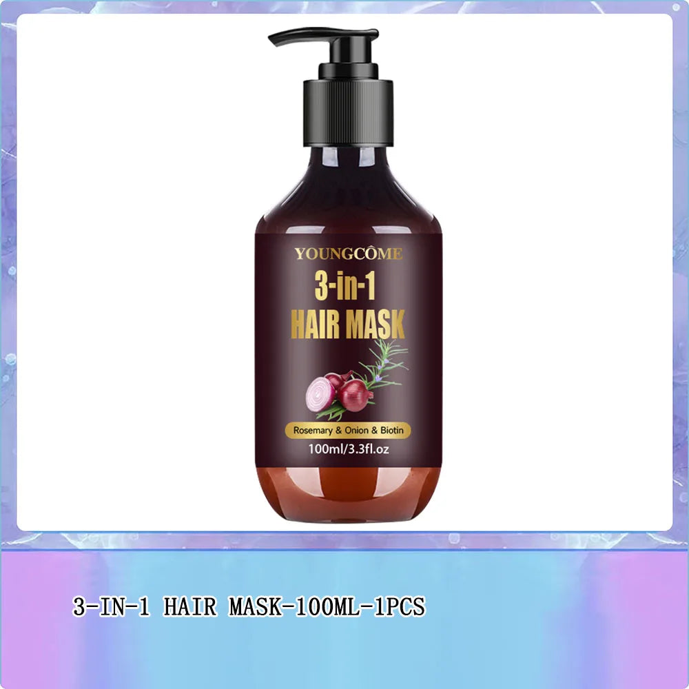Organic Hair Mask with Rosemary, Onion Biotin 3-in-1 Natural Treatment Nourish Reduce Hair Loss Anti-Breakage Hair Products100ml Oasis Select Set A-100ML