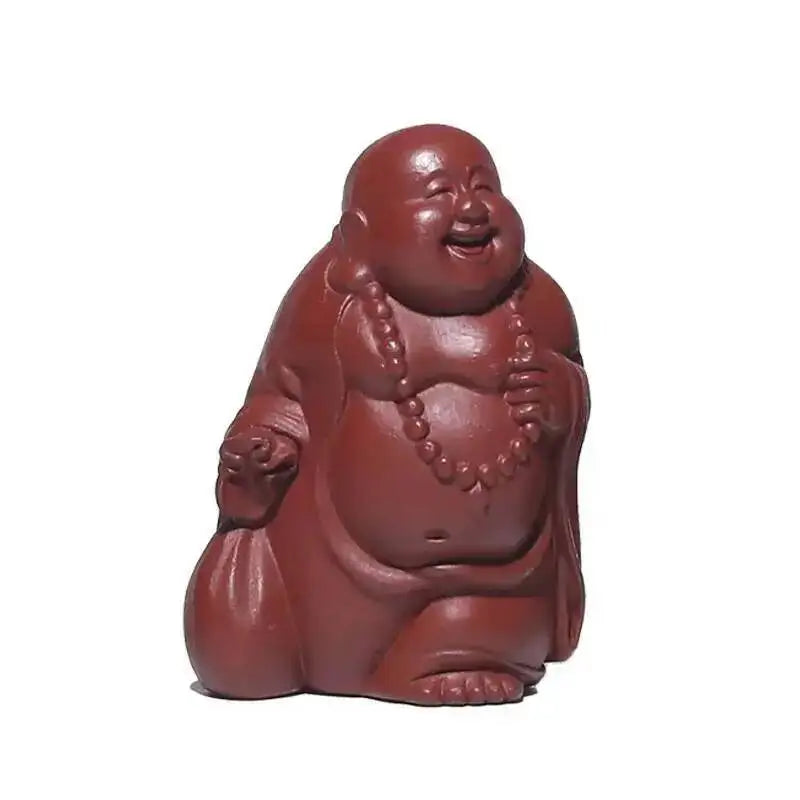 Yixing Zisha Tea Pet Maitreya Buddha Guanyin God of Wealth Small Figurine Cloth Bag Buddha Sculpture Incense Holder Ceramic Oasis Select Cloth Bag Buddha