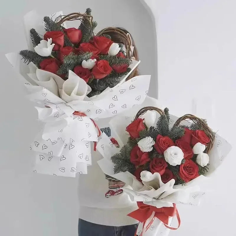 Waterproof Heart Pattern Bouquet Wrapping Paper Decorative Flower Packaging Material Gift Wrapping Paper Floral Craft Supply Oasis Select