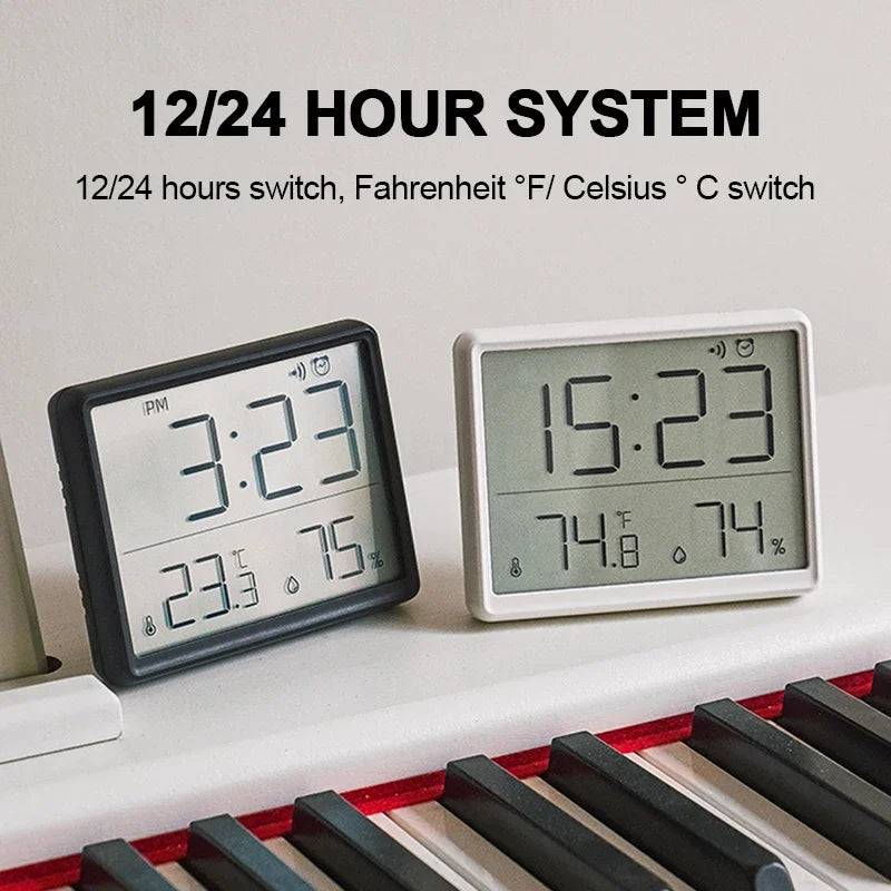 Ultra Thin Alarm Clock LCD Large Screen Digital Temperature Hygrometer Simple Alarm Clock Magnetic Design Desk Decoration Clocks Oasis Select
