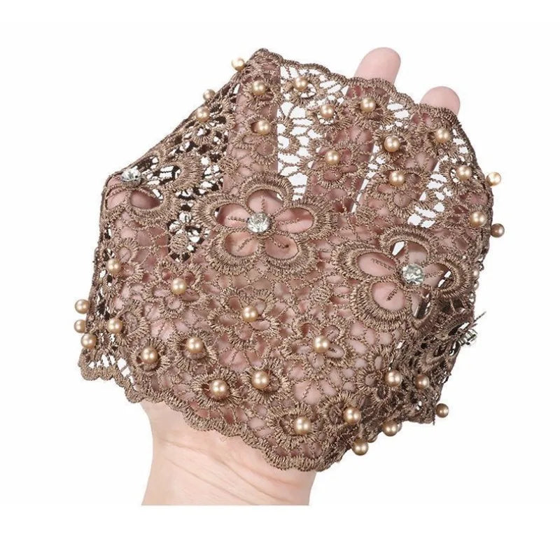 Elegant Hollow-Out Plum Blossom Beaded Headband, Wide-Brim Hair Clip for Effective White Hair Coverage Oasis Select