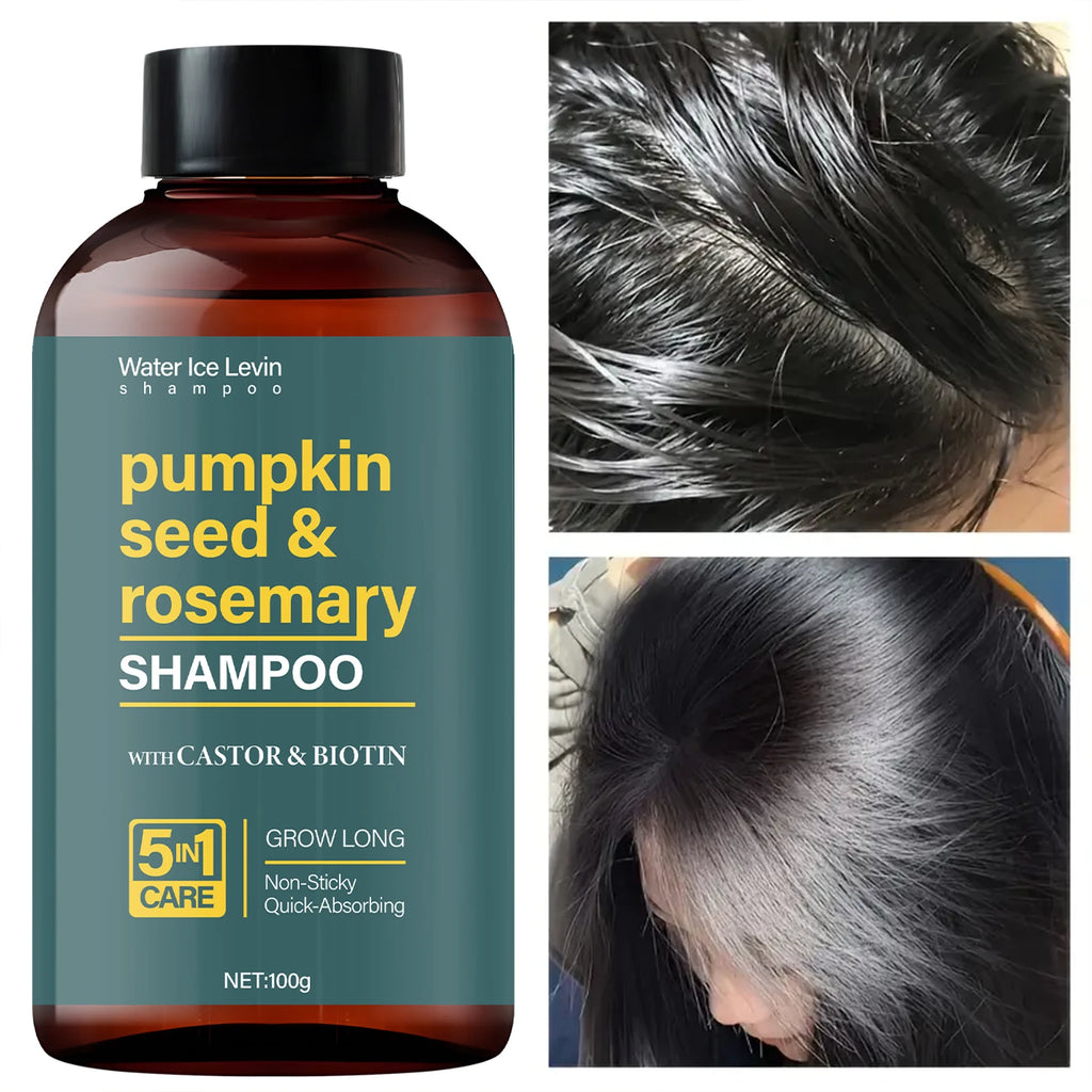 Water Ice Levin Pumpkin Seed & Rosemary Shampoo with Castor Oil & Biotin for Hair Growth, 5M Care, Non-Sticky Formula Oasis Select