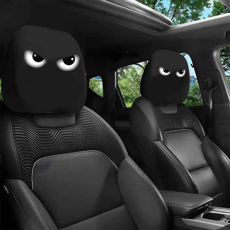 2pcs Face Printed Car Pillowcase Soft Comfortable Decorative Cushion Cover Auto Seat Headrest Washable Polyester Fabric Oasis Select A5
