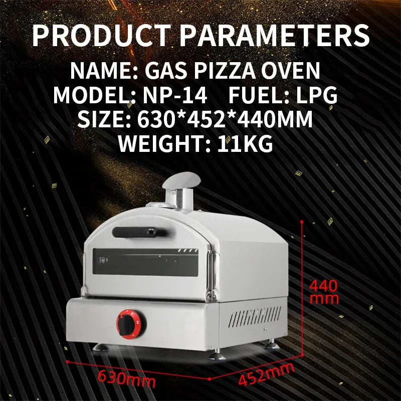 NP-14 14-Inch Portable Propane Pizza Oven | Auto-Rotating Stone