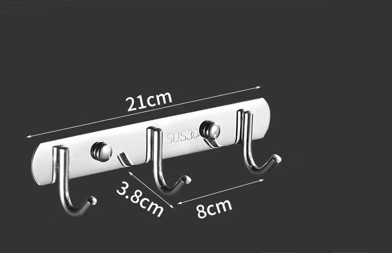 Stainless Steel Hook Hooks Toilet Clothes Hook Kitchen Supplies Hanger Punch-free Hook Rack Bathroom Hooks Punching Hooks Oasis Select 304 round 3-hook