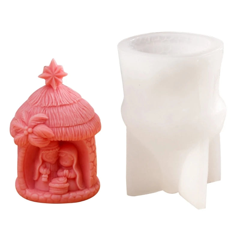 Nativity Silicone Candle Mold – 3D DIY Religious Craft Mold