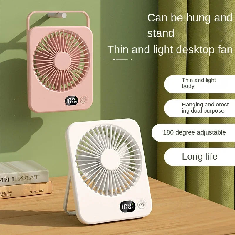 2025 New Small Fan Handy Charging Long Life Ultra-thin Desktop Fan Large Wind Super Quiet Folding Handheld Table Fan Oasis Select