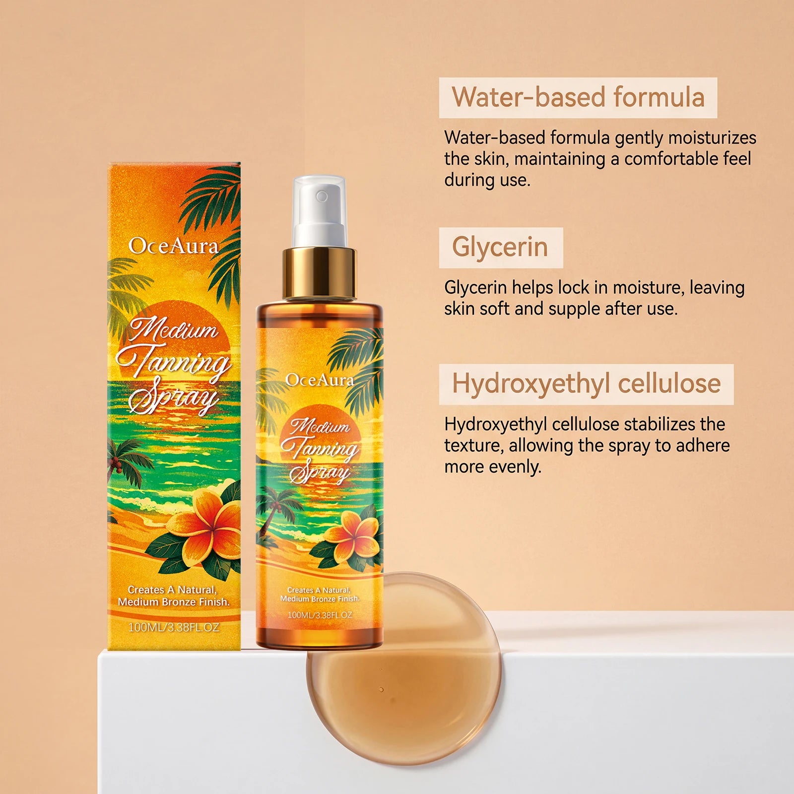 Self Tanning Spray Self Tanner Sunless Tanning Mist for Body Face Natural Looking Gradual Tan Sunless Tanner Spray for Men Women Oasis Select