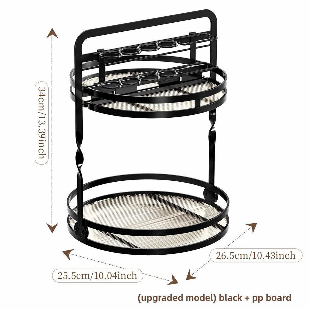 Rotating Cosmetics Storage Rack Dresser Eyeshadow Brush Shelf Premium Sense Desktop Skin Care Products Perfume Finishing Oasis Select Black SJ PP