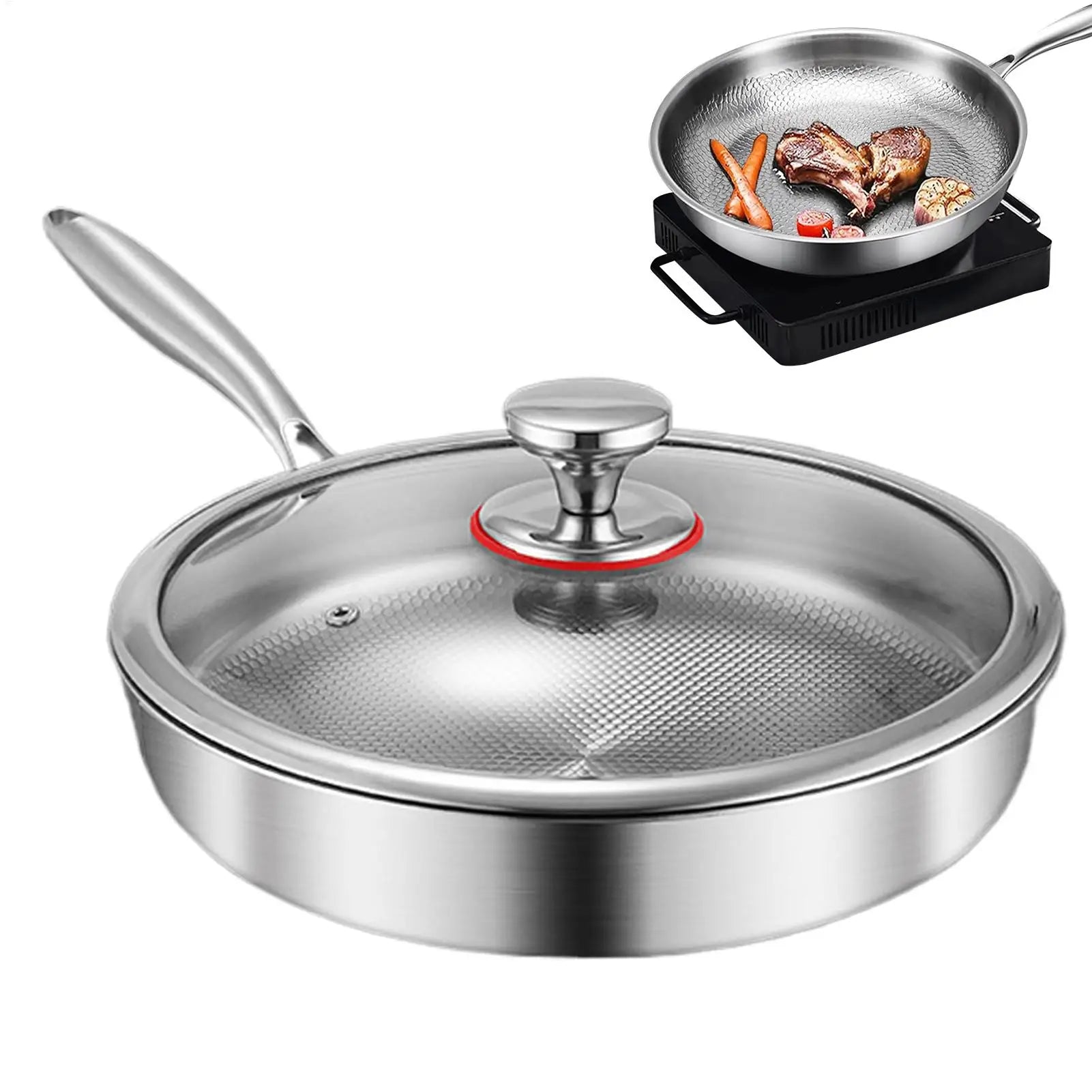 Nonstick Frying Pan with Lid Nonstick Frying Pan Skillet Titanium Alloy Cookware Pots with Lid Kitchen Supplies for Home Oasis Select