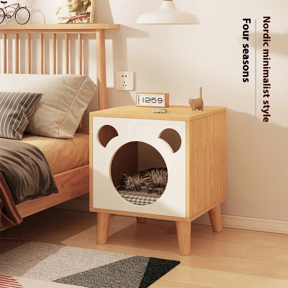 Wooden Cat Nest Bedside Tables Multi Functional Cat Nest Four Season Simple Storage Locker Nightstands Bedroom Furniture Oasis Select
