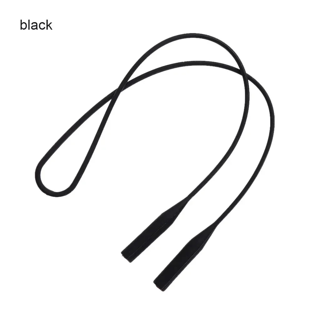 1/2pcs Adjustable Elastic Silicone Eyeglasses Straps Sunglasses Chain Sports Anti-Slip String Glasses Ropes Band Cord Holder Oasis Select Black