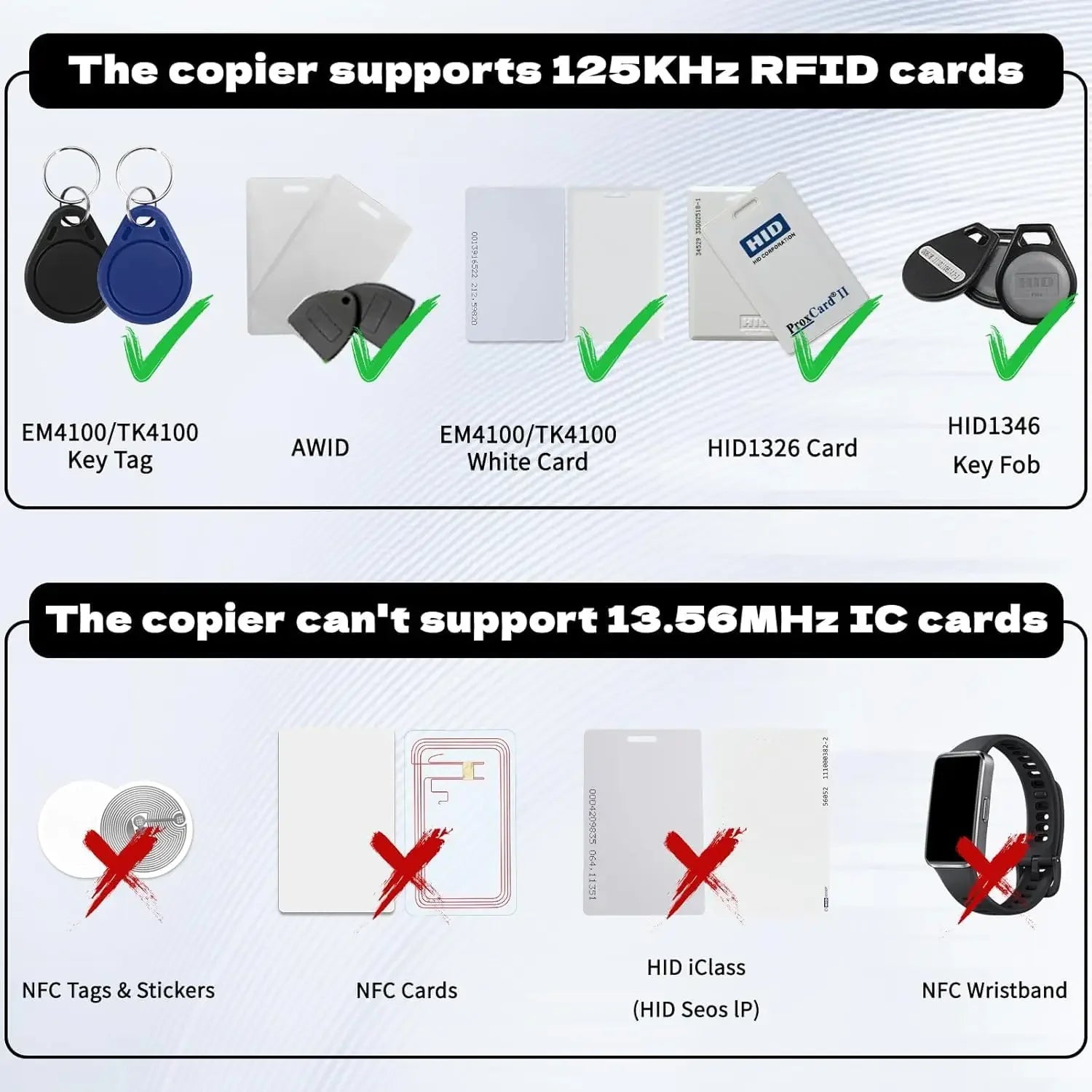 Original Handheld 125kHz RFID Duplicator Reader Writer Copier for T5577 EM4305 + 10PCS Blank T5577 Keyfobs Oasis Select