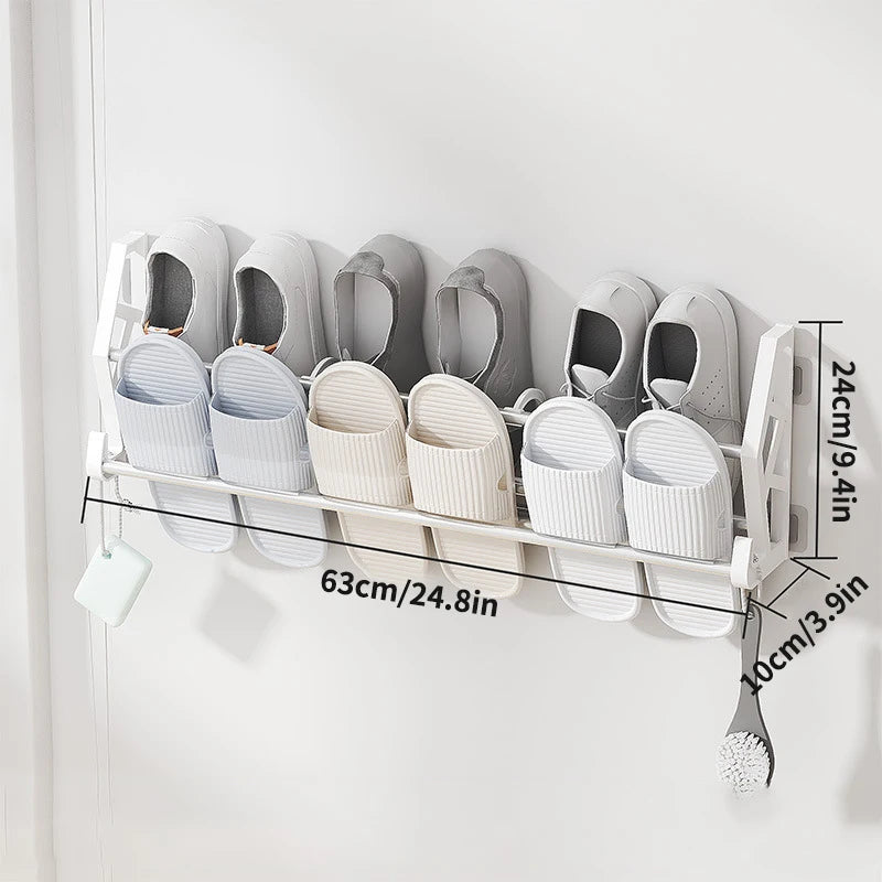 Wall-Mounted No-Drill Shoe Rack – Multi-Layer Slipper Organizer