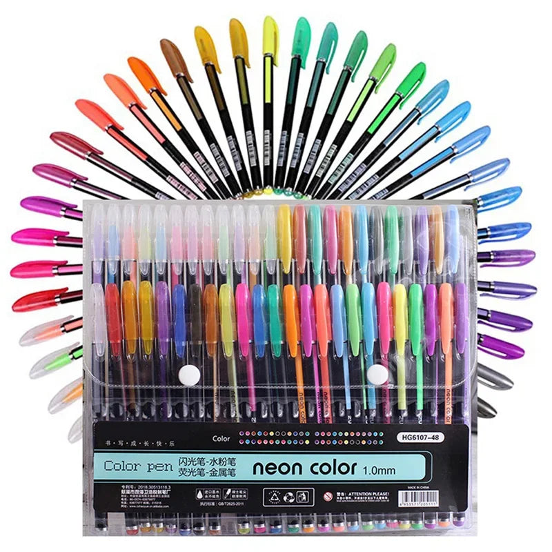 12/24Pcs Metallic Glitter Colors Gel Pens For School Office Adult Coloring Book Journals Drawing Art Markers Promotion Pen Oasis Select