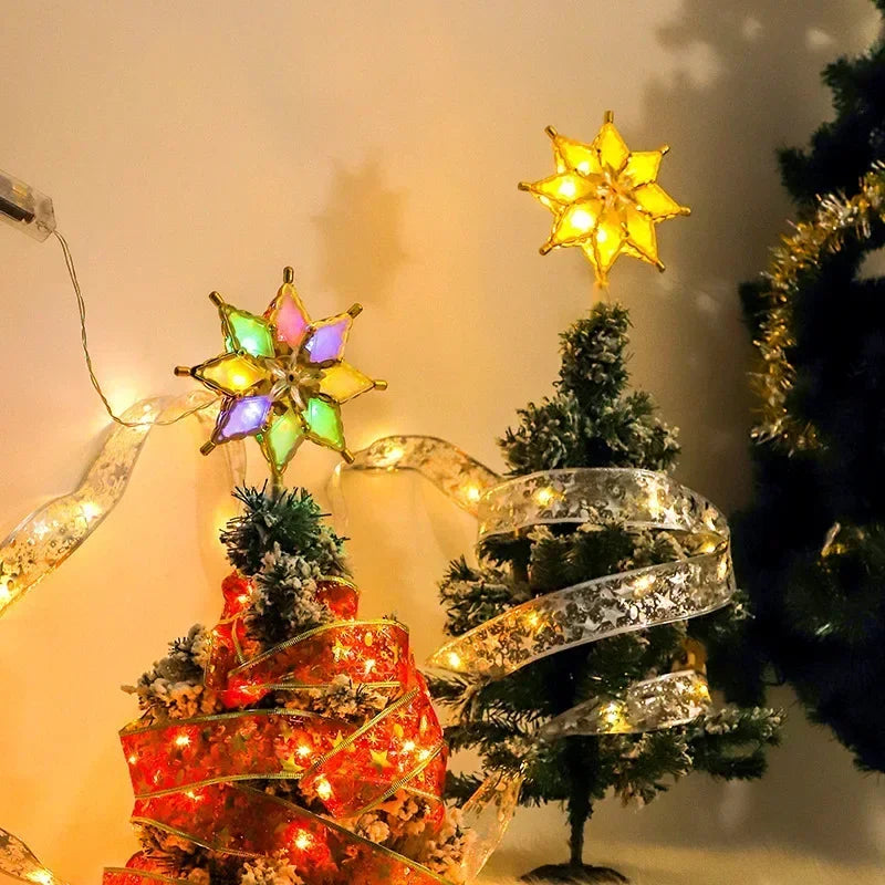LED Christmas Decorative Lamp Star Lantern Christmas Tree Topper Gold Star Tree Topper Christmas Tree Overhead Light Oasis Select