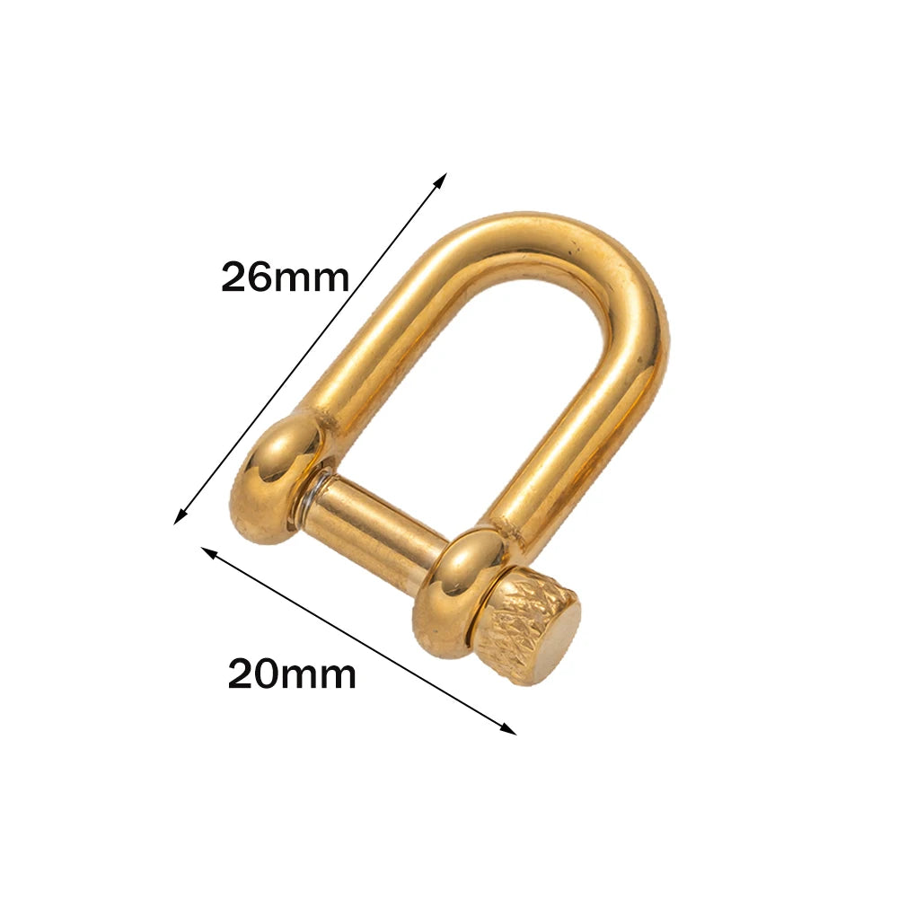 1pcs 304 Stainless Steel D-Ring Anchor Shackle Clasps Screw Lock Bow Horseshoe Buckle for DIY Bracelets Purse Jewelry Making Oasis Select Gold 20X26mm