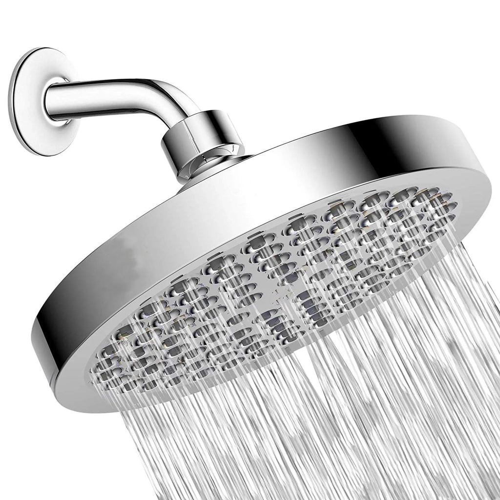 6-Inch Round Electroplated Shower Head with Extension Arm