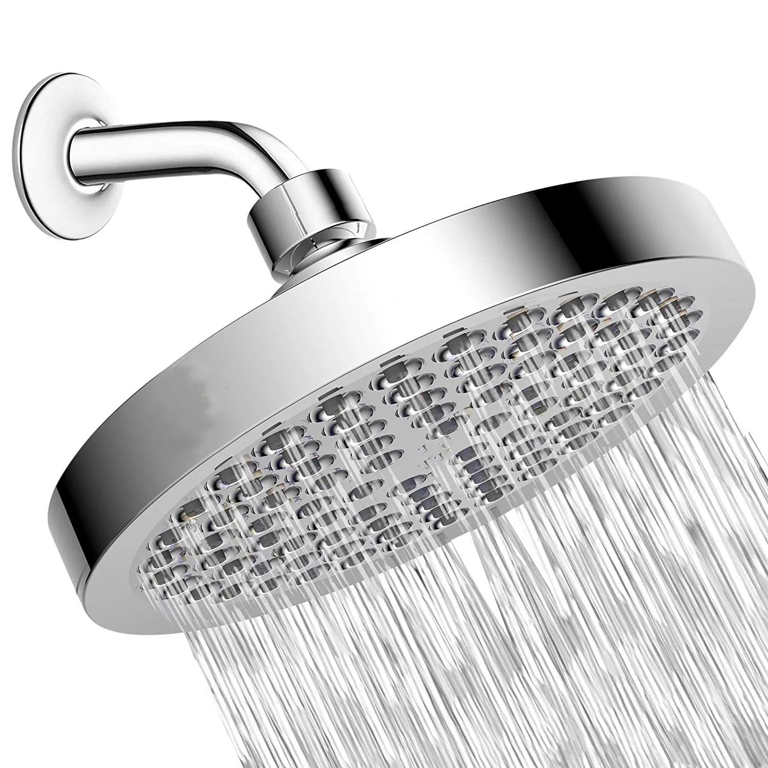 6-Inch Round Electroplated Shower Head with Extension Arm