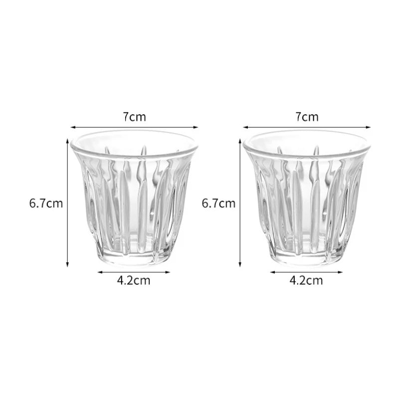 2Pcs Glass Coffee Cup Espresso Mug Creative Striped Anti-scald Mocha Juice Cocktails Coffee Mugs for Latte Cappuccino Tea Cafe Oasis Select 90ml 2Pcs